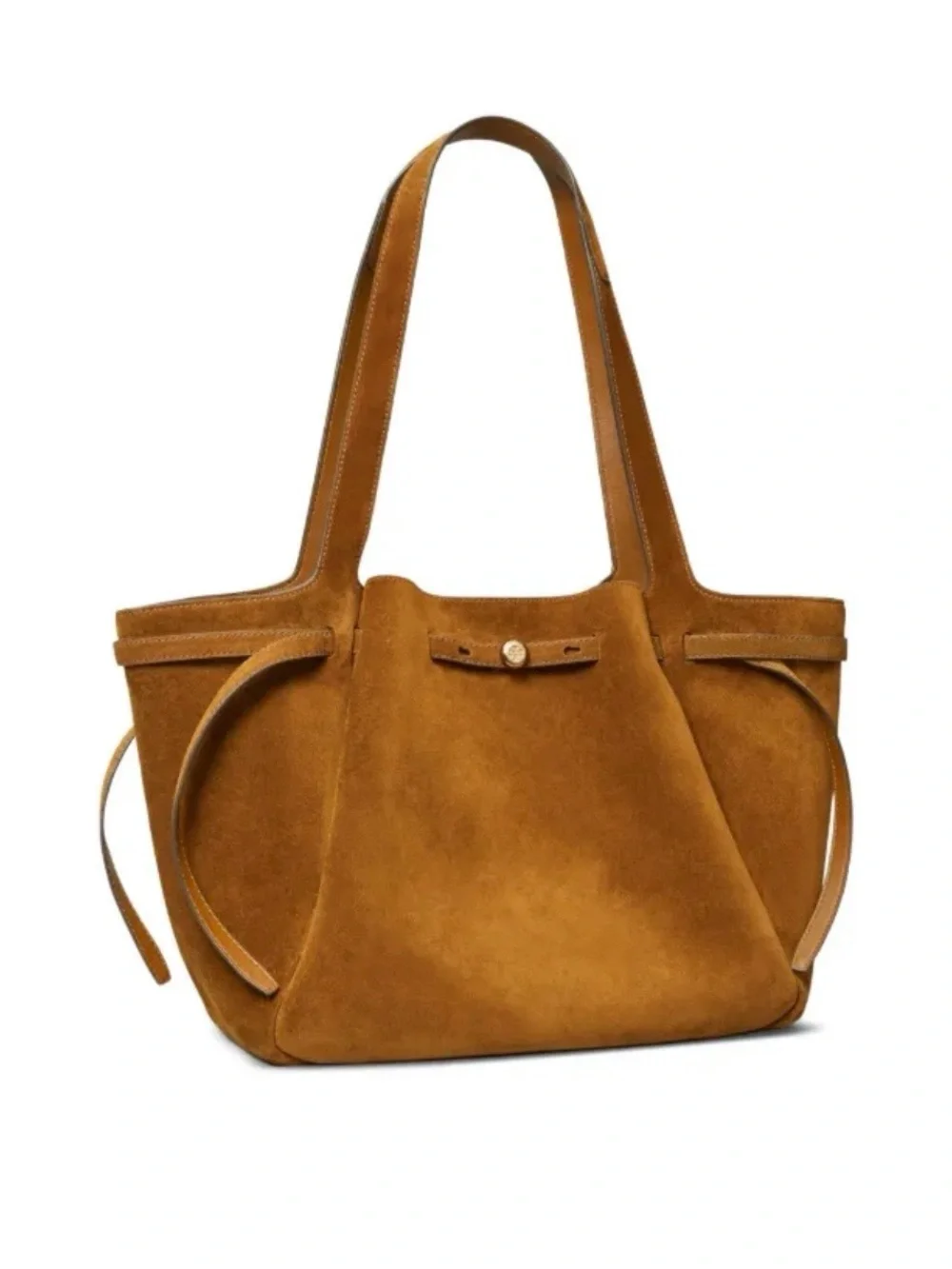 Tory Burch Large Romy Caramel Suede Shoulder Tote Bag